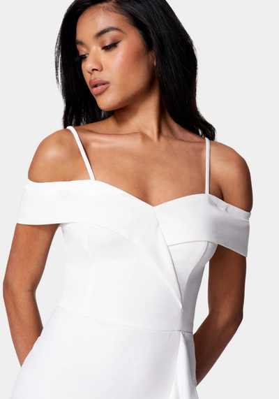 Bebe Cascade Ruffle Flounce Dress In Ivory