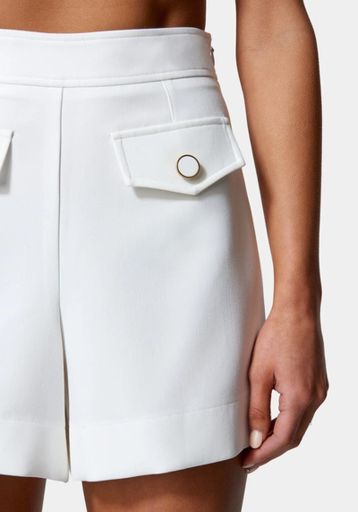 Bebe High Waist Flap Pocket Woven Twill Short In White Alyssum