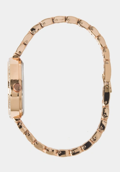 Bebe Rose Dial Crystal Bezel Watch In Rose Gold