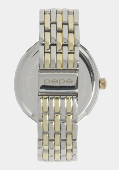 Shop Bebe Silver Dial Crystal Bezel Watch In Two-tone Gold-silver