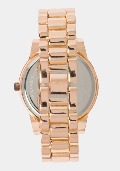 Shop Bebe Silver Dial Crystal Bezel Watch In Rose Gold