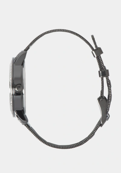 Bebe Glossy Gun Metal Dial Crystal Bezel Watch In Gun Metal