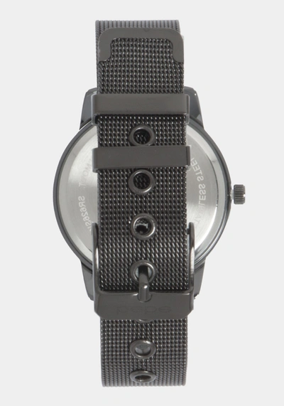 Bebe Glossy Gun Metal Dial Crystal Bezel Watch In Gun Metal