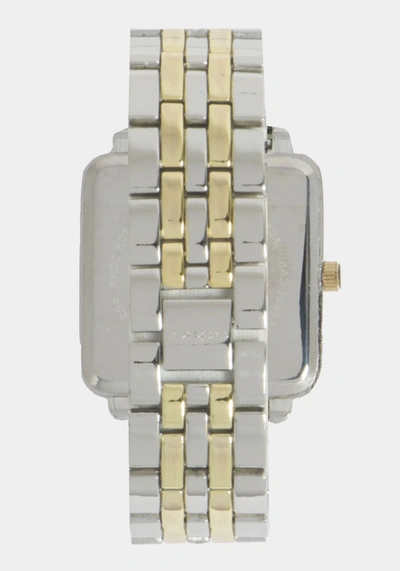 Shop Bebe Silver Smooth Dial Crystal Bezel Watch In Two-tone Gold-silver