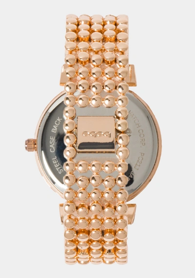 Bebe Rose Dial Crystal Bezel Watch In Rose Gold