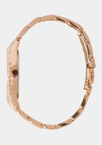 Bebe Rose Dial Crystal Bezel Watch In Rose Gold