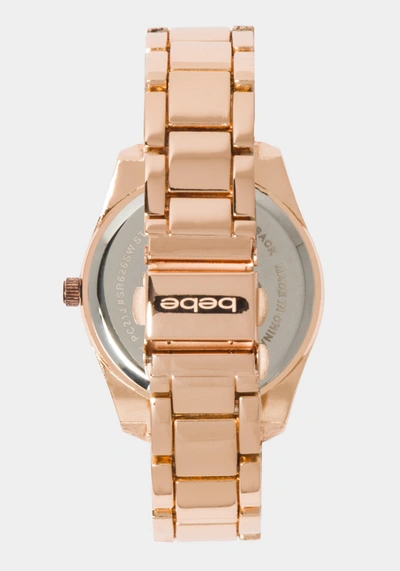 Bebe Rose Dial Crystal Bezel Watch In Rose Gold