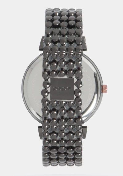 Bebe Gun Metal Dial Crystal Bezel Watch In Gun Metal