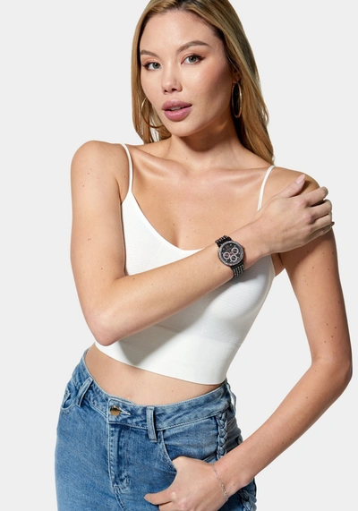Bebe Gun Metal Dial Crystal Bezel Watch In Gun Metal