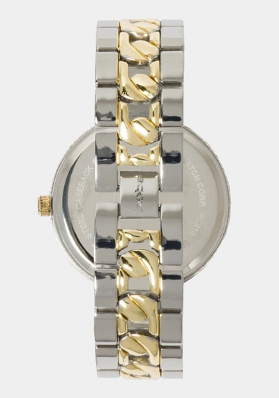 Shop Bebe Silver Smooth Dial Smooth Bezel Watch In Two-tone Gold-silver