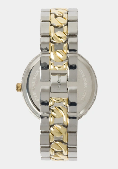 Bebe Silver Smooth Dial Smooth Bezel Watch In Two-tone Gold-silver