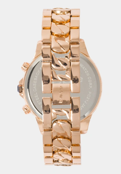Bebe Rose Dial Crystal Bezel Watch In Rose Gold