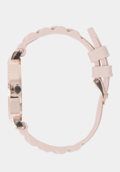 Shop Bebe Rose Dial Crystal Bezel Watch In Two-tone Rose Gold-blush
