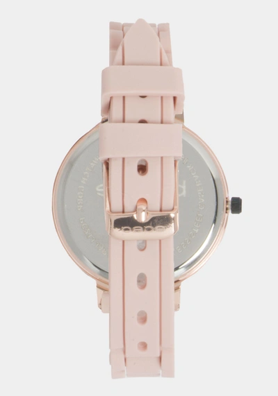 Bebe Rose Dial Crystal Bezel Watch In Two-tone Rose Gold-blush