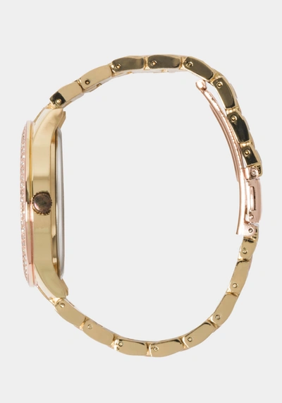 Bebe Rose Dial Crystal Bezel Watch In Two-tone Rose Gold-gold