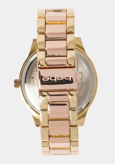 Bebe Rose Dial Crystal Bezel Watch In Two-tone Rose Gold-gold