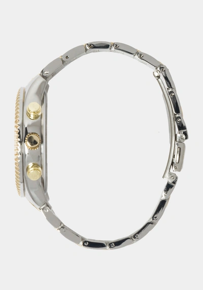 Bebe Full Pave Crystal Dial Coin Edge Bezel Watch In Two-tone Gold-silver