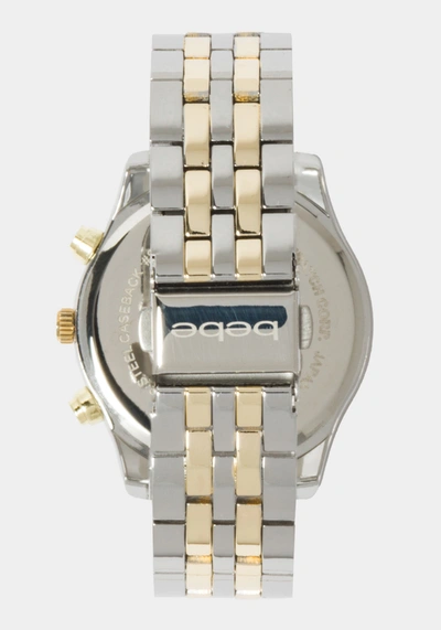 Shop Bebe Full Pave Crystal Dial Coin Edge Bezel Watch In Two-tone Gold-silver