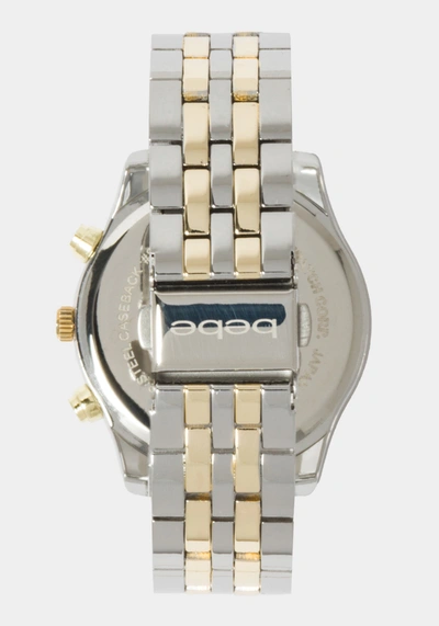 Bebe Full Pave Crystal Dial Coin Edge Bezel Watch In Two-tone Gold-silver