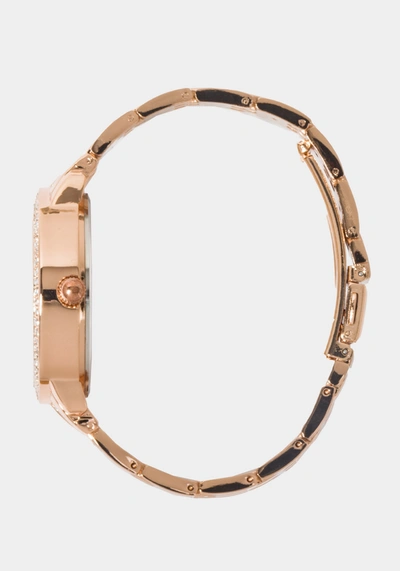 Bebe Full Pave Crystal Dial Crystal Bezel Watch In Rose Gold
