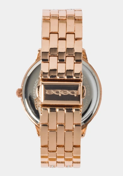 Bebe Full Pave Crystal Dial Crystal Bezel Watch In Rose Gold