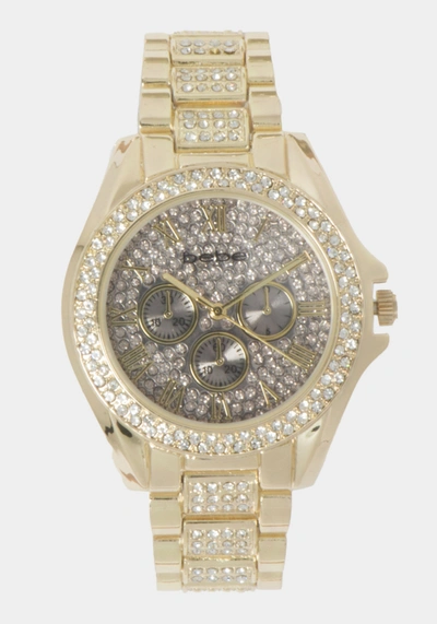 Shop Bebe Full Pave Crystal Dial Crystal Bezel Watch In Gold Tone