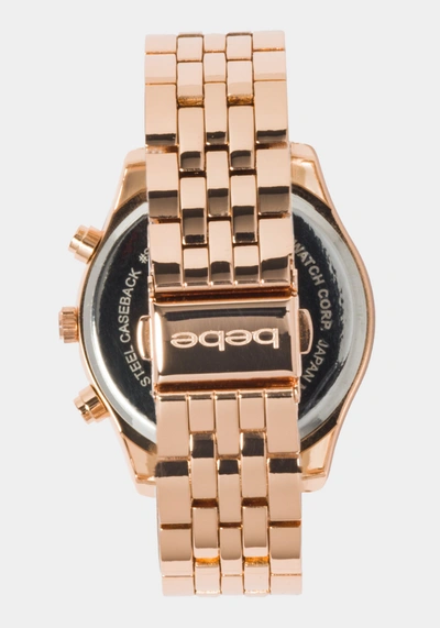 Bebe Full Pave Crystal Dial Coin Edge Bezel Watch In Rose Gold