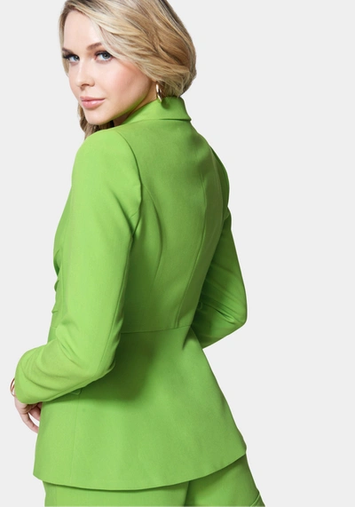 Bebe Chiffon Tie Front Tailored Woven Twill Jacket In Foliage