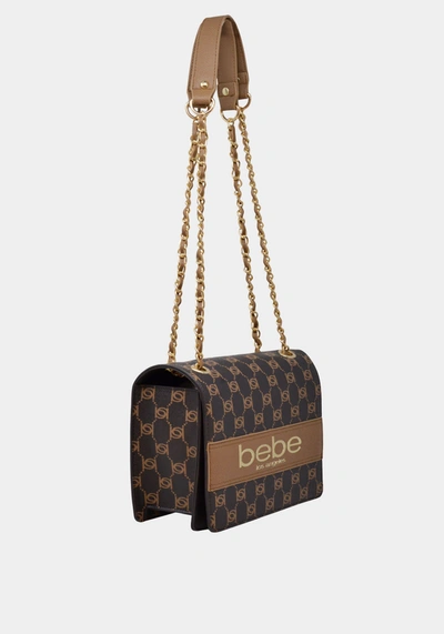 Bebe Serena Monogram Shoulder Bag In Chocolate