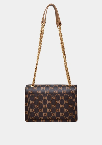 Shop Bebe Serena Monogram Shoulder Bag In Chocolate