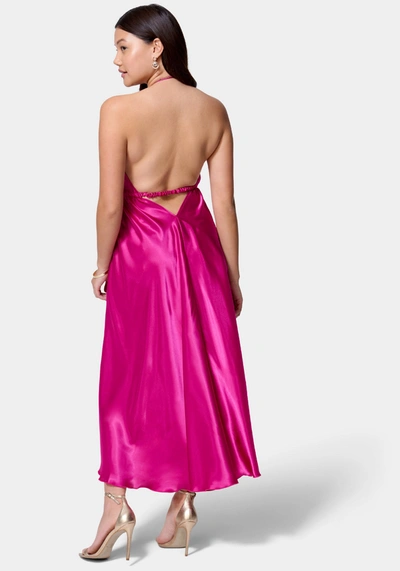Bebe Satin Flow Dress In Fuchsia
