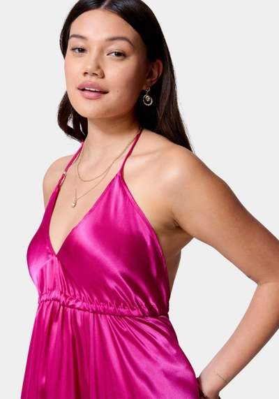 Bebe Satin Flow Dress In Fuchsia