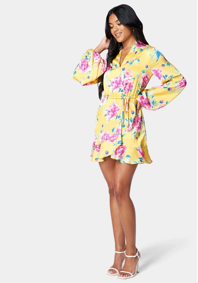 Bebe Ruffle Wrap Dress In Multi