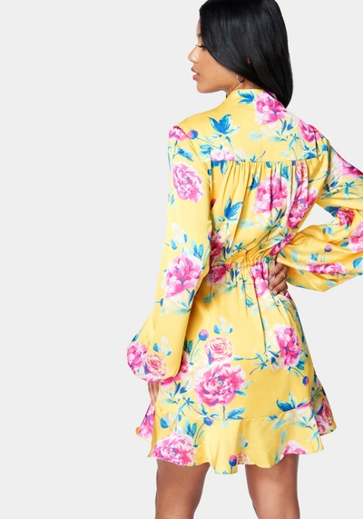 Bebe Ruffle Wrap Dress In Multi
