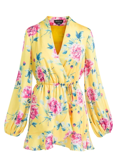 Bebe Ruffle Wrap Dress In Multi