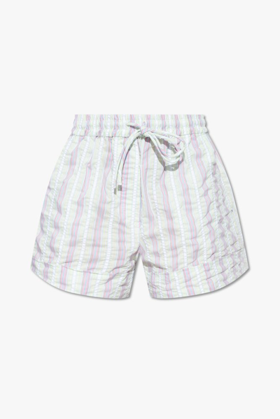 Shop Ganni Striped Shorts In Multi