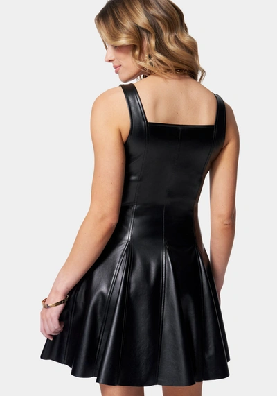 Shop Bebe Faux Leather Corset Dress In Black