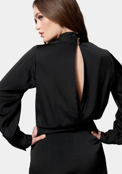 Bebe Surplice Drapey Romper In Black