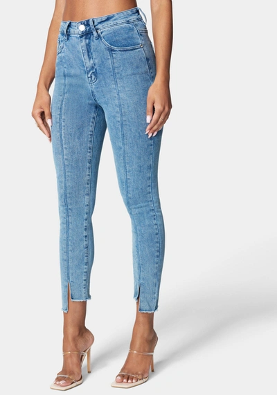 Bebe High Waist Skinny Leg Hi Lo Hem Jean In Ocean Blue Wash