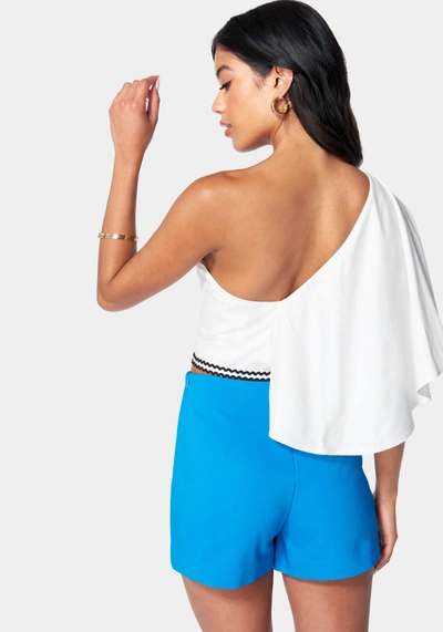 Bebe Off Shoulder Flared Sleeve Top In White Alyssum