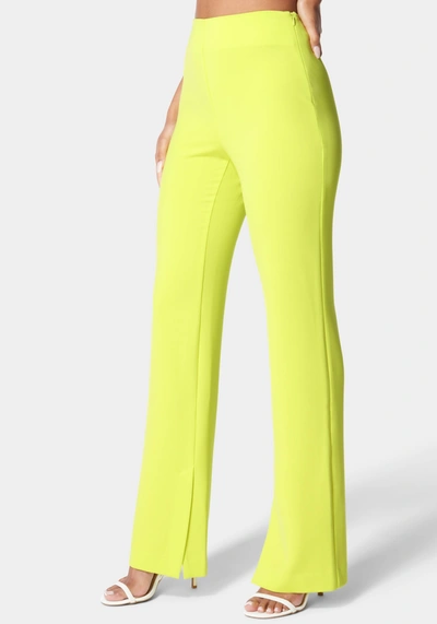 Shop Bebe High Waist Wide Leg Side Slit Tailored Pant In Cyber Lime