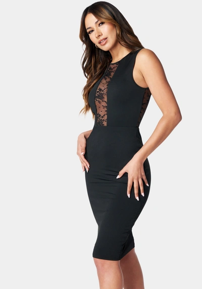 Bebe Sleeveless Lace Midi Dress In Black