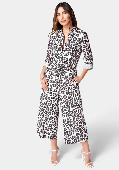 Shop Bebe Utility Pocket Culotte Jumpsuit In Wild Elegance