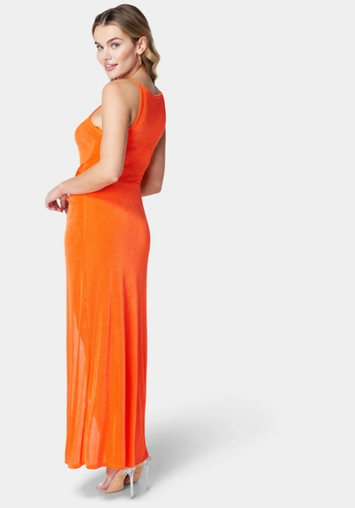 Bebe Overlay Slinky Knit Dress In Tangelo