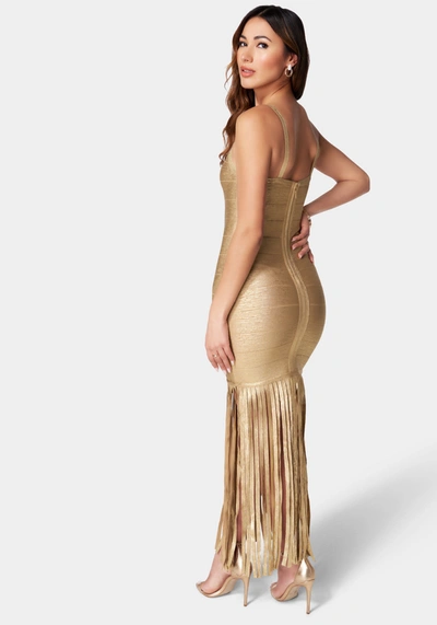 Bebe Foil Bandage Maxi Dress In Gold