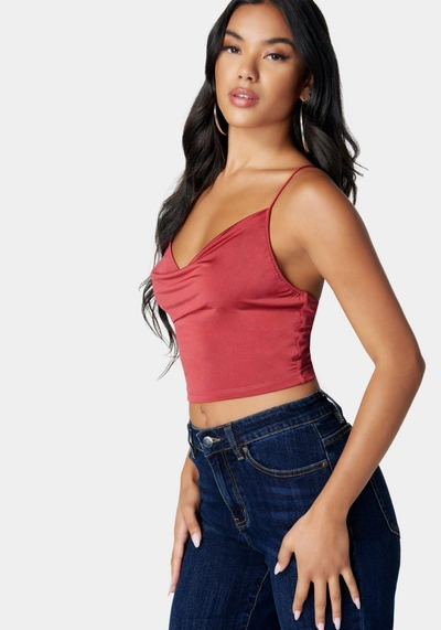 Bebe Drape Neck Criss Cross Back Top In Astro Dust