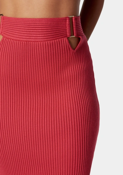 Bebe Ring Detail Side Slit Sweater Skirt In Cardinal