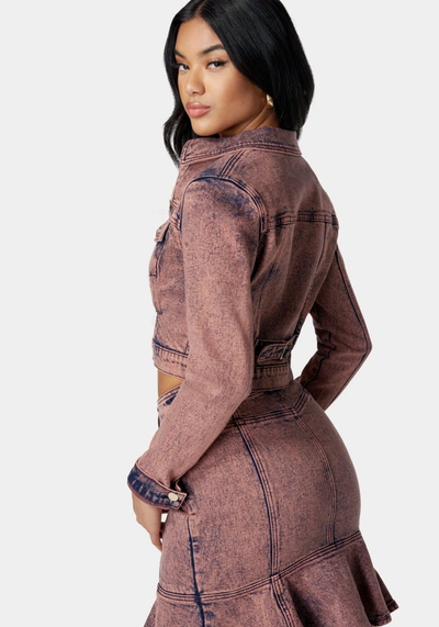 Bebe Crop Denim Jacket In Astro Dust
