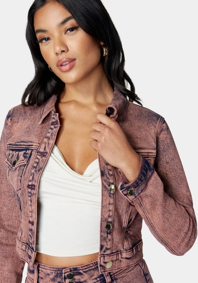 Shop Bebe Crop Denim Jacket In Astro Dust