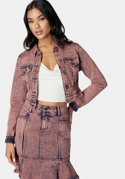 Shop Bebe Crop Denim Jacket In Astro Dust